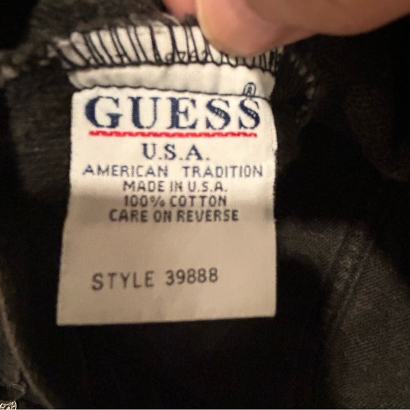 Vintage 90's GUESS Jeans Women's Black Denim Trucker Jacket Cotton Size Large - Picture 6 of 7